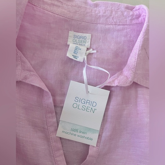 Sigrid Olsen 100% Linen Pink Tunic Top - Picture 3 of 5